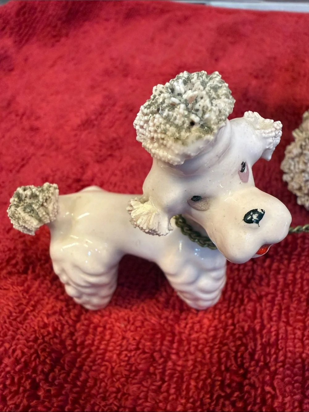 Vintage Ceramic Pink Poodle Figurine Set with original tag!
